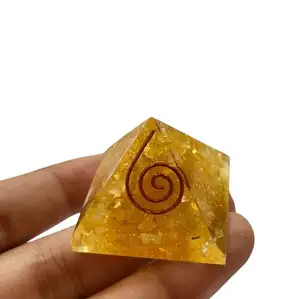 Reiki Healing Figurine Yellow Citrine Crystal Crafts Orgone Pyramid Reiki Chakra Mascot Healing Gift Decorate Office Table Home