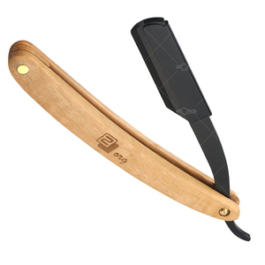 Maquinilla de afeitar de diseño clásico, maquinilla de afeitar recta con mango de madera, acabado fino, Logo personalizado, de acero inoxidable - Product Image 3