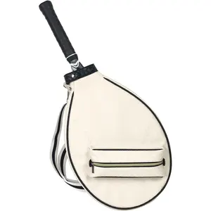 Dış Zip ile lüks deri tenis tek kollu çanta cep tenis raketi çanta bir kafa ile omuzdan askili çanta tenis Crossbody sırt çantası