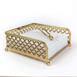 Accesorio Decorativo para Mesa, Atractivo Servilletero de Metal Dorado con Diseño de Hojas y Brazo Decorativo, Soporte para Servilletas de Hierro - Product Image 2