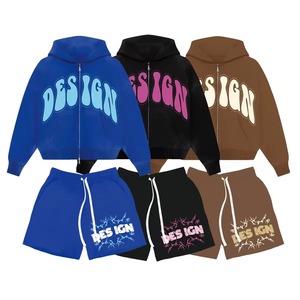 Vente en gros de sweats à capuche courts et de shorts pour hommes, ensemble de sweats avec logo personnalisé, ensemble 2 pièces unisexe, ensemble pull-over à capuche et short - Product Image 6