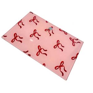 Tuile à cils en acrylique rose rouge avec logo personnalisé, impression durable, outil de beauté avec aimants pour pince à cils - Product Image 1