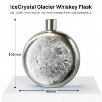 Flacon à whisky en titane de qualité supérieure 150 ml, motif fleur de glace, flacon antibactérien pour spiritueux, pour un stockage à long terme