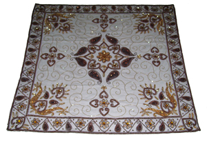 Handmade Hand Zari Embroidery Velvet Square <b>Table</b> <b>Cover</b> Elegant Luxury Handicraft Tablecloth with Intricate Embroidered Design - Product Image 2