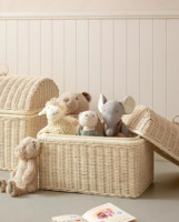 Panier de rangement en rotin naturel durable Coffre de rangement en osier fabriqué à la main pour enfants jouets articles pour bébés ou décoration de pépinière