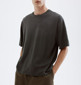 Camiseta recortada de gran tamaño para hombre con logotipo personalizado, ropa de calle minimalista, camiseta cuadrada holgada, diseño en blanco para imprimir - Product Image 6