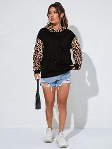 Vente en gros de sweat à capuche femme surdimensionné sweat en molleton de coton épais avec capuche hiver chaud long pull à capuche imprimé - Product Image 2