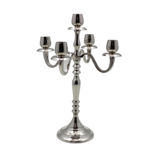 เชิงเทียนอลูมิเนียมตกแต่งงานแต่งงาน3แขนตั้งชุบนิกเกิลซิลเวอร์โคลเลอร์เชิงเทียนตกแต่งบ้าน - Product Image 2