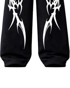 Black Tribal Flame Print Baggy Sweatpants <b>Women</b> Streetwear Wide Leg Jogger Pants Oversized Casual <b>Fleece</b> <b>Trousers</b> Manufacturer - Product Image 5
