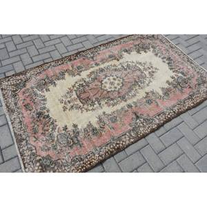 พรมขนแกะสไตล์ตุรกีวินเทจคลาสสิกสีเบจสีชมพู3.9 x 6.6ft พื้นที่ขนาดใหญ่ถักทอสำหรับตกแต่งห้องนั่งเล่นน้ำยาง - Product Image 2