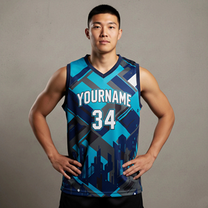 Maillot de basket-ball pour hommes de haute qualité, en gros, unisexe, personnalisé, imprimé par sublimation, taille plus, respirant, col en V, 100% polyester - Product Image 5