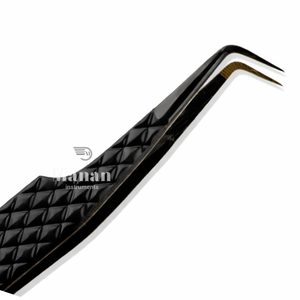 MANAN INSTRUMENTS Pince à épiler professionnelle de haute qualité, durable, noire, à pointe incurvée et lisse, pour extensions de cils, en acier inoxydable de précision - Product Image 2