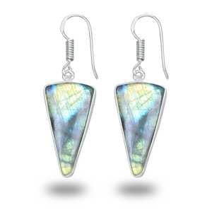 Pendientes de labradorita de formas surtidas en joyería al por mayor hecha con latón y recubierta con chapado en plata para un acabado refinado - Product Image 5