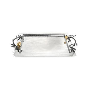 New Design Stainless Steel with Brass Handle <b>Mirror</b> Polished Wholesale Oval Shape Dinnerware Serving Tray - Product Image 4