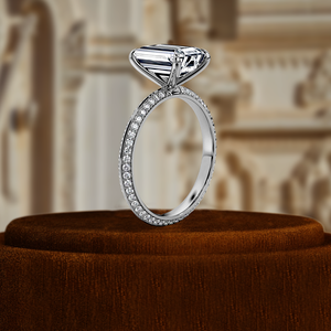 Anillo de Compromiso Solitario con Diamante Cultivado en Laboratorio de 1 Quilate, Anillo de Boda de Oro Blanco Sólido de 14K, Anillo Nupcial Único con Diamantes Pavé - Product Image 6