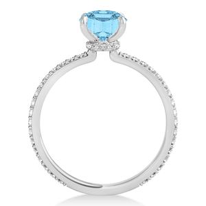 Ajuste de punta de Topacio Azul de corte ovalado y anillos de diamantes 0.86ct Topacio azul con diamante de corte redondo 2025 anillos de boda de moda para mujeres - Product Image 3
