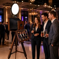 Machine Photobooth Portable en Bois 60W avec Éclairage d'Appoint pour Appareil Photo DSLR, Équipement pour Mariages et Événements