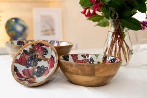 Fourniture directe en usine ensemble de 3 bols de service en bois émaillé pour la vaisselle à soupe à salade à prix exceptionnel - Product Image 4