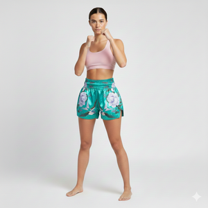 Pantalones Cortos de Muay Thai para Mujer con Estampado Floral, Logotipo Frontal, Impresión Digital Personalizada, 100% Poliéster, Duraderos, de Secado Rápido, Transpirables, Equipo de Lucha - Product Image 2