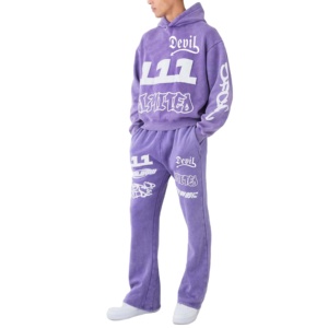 Ensemble de survêtement deux pièces surdimensionné pour homme en coton 100 % personnalisé, couleur unie, délavé à l'acide, pour streetwear décontracté, option maternité - Product Image 1
