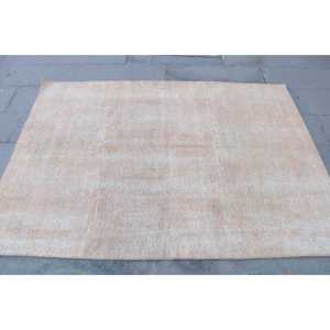 พรมขนาด 4.5x6.4 ฟุต พรมตุรกีโบราณ พรมขนสัตว์ลายต้นไม้และพืชสีน้ำตาลขาว - Product Image 4