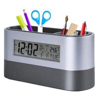 Jam Alarm multifungsi, pemegang pena Snooze Digital kantor rumah multifungsi dengan penyimpanan