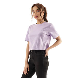 Venta al por mayor 100% algodón poliéster manga corta bebé camiseta Crop Top en blanco para mujeres logotipo personalizado etiquetas patrón impreso diseño - Product Image 6