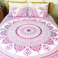 Draps plats faits main en coton pur 300 fils, taille Queen, style indien, motif floral mandala, tapisserie, vente en gros
