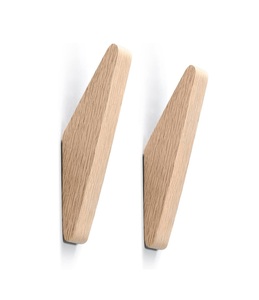 2Pack Wood <b>Hooks</b> <b>Wall</b> Mounted, Minimalist Easy to Install Natural Real Wood Cute Modern Mid Century Rustic Simple Home Foyer - Product Image 1