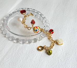 Spring Summer Fruit Charm <b>Bracelet</b> <b>Freshwater</b> <b>Pearl</b> Toggle Clasp 925 Sterling Silver 14K Gold Plated Gift For Her - Product Image 3