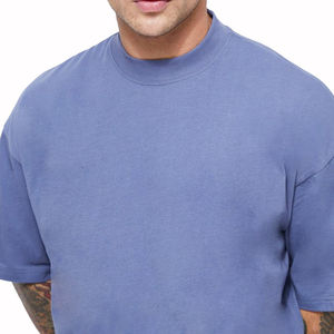 Camiseta lisa con cuello de costilla extendida y hombros caídos de peso pesado, camiseta personalizada para hombre, Camiseta extragrande de 100% de algodón de 300 gramos - Product Image 5