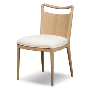 Silla de Comedor Moderna de Madera con Asiento Tapizado y Respaldo Curvo para Comedor, Dormitorio, Sala de Estar - Product Image 1