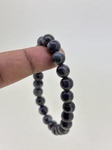 Bracelet unisexe en argent sterling de luxe avec pierres précieuses naturelles, élégant, avec des perles de spinelle noir cabochon, pour les mariages, les fêtes, les cadeaux - Product Image 3