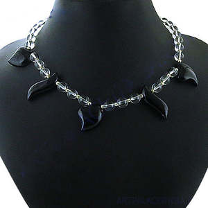 Collar de Ónix Negro y Cuarzo Transparente para Mujer, Joyería Bohemia con Cuentas de Cristal, para Uso Diario - Product Image 2