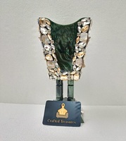 Brûleur d'encens Bakhoor en résine époxy pour décoration du Ramadan, luxueux, orné de grands cristaux et strass, fait main, écologique, noir, pour la maison
