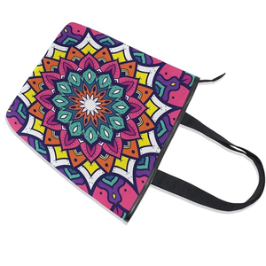 กระเป๋าถือผ้าใบพิมพ์ลายแฟชั่นพร้อมสายรัดผ้าฝ้ายด้ามจับสีดำ - Product Image 4