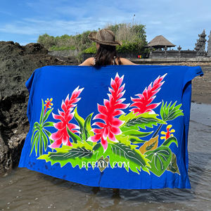 Experience Bali vibrant charm with our Summer Collection unique hand painted rayon sarongs featuring exquisite floral designs - Product Image 5