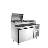 Nouveau modèle Réfrigérateur-congélateur en promotion Table de préparation de pizzas commerciale réfrigérée Réfrigérateur 2 portes Table de préparation de pizzas pour magasin d'alimentation
