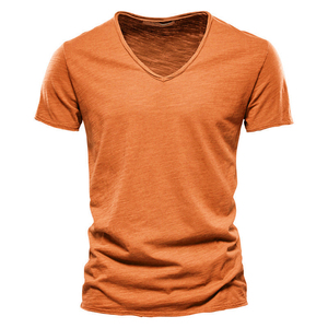 ขายดีเสื้อยืดคอวีสำหรับผู้ชายเสื้อแขนสั้นผ้าคอตตอนสำหรับ100% มีลายพิมพ์ลายตาราง - Product Image 1