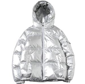 Manteau matelassé rembourré bulle brillant brillant vestes unisexe Nylon coupe-vent brillant brillant Parka à capuche hiver brillant bouffée avant - Product Image 1