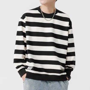 Sudaderas clásicas a rayas Otoño Invierno nueva marca de moda Top Retro suelto cuello redondo pulóver sudaderas digitales - Product Image 1
