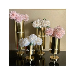 Ensemble de deux laiton couleur or fleur Vase Pot fait à la main forme ronde Table décor Vase pour hôtel et Restaurant - Product Image 3