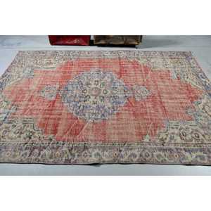 พรมตุรกีขนาดใหญ่ 5.7x8.7 ฟุต พรมลายทางสีแดงสไตล์วินเทจ - Product Image 2