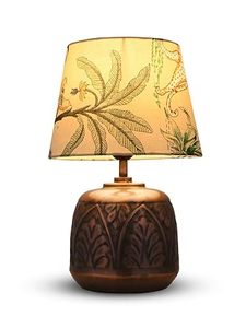 Decorative Bohemian Leaf Table Lamp Floral Fabric Lampshade Metal Base <b>Bedside</b> <b>Reading</b> <b>Light</b> Home Decor - Product Image 4