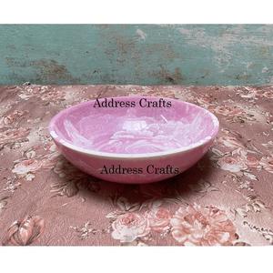 Ensaladera de resina rosa con remolino blanco de Color personalizado decorativo, vajilla, cuencos de fruta de resina, cuenco para servir de resina de la mejor calidad - Product Image 2