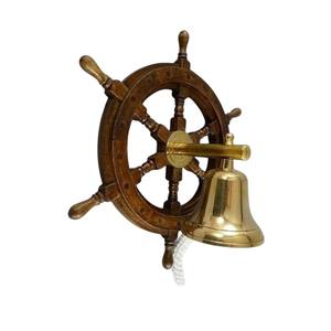 Cloche murale de roue de bateau en bois accessoires de décoration de la maison cloches de luxe prix de gros décoration murale décorative cloches nautiques dernières - Product Image 1