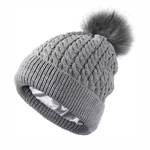 Gorro de Invierno Cálido de Punto 100% Lana, con Pompón de Piel Sintética, Bordado 3D, Unisex, Color Personalizado, Estilo Urbano - Product Image 2
