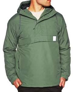 Anorak coupe-vent pull à demi-fermeture éclair personnalisé OEM pour hommes veste Streetwear de couleur unie avec poches en toile pour le printemps - Product Image 1