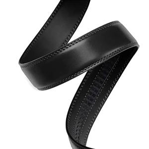 Cinturón elástico tejido elástico con punta de cuero elástico ajustable negro para hombre con logotipo personalizado - Product Image 4