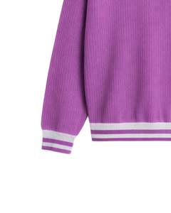 Manufacturer <b>Mens</b> Quarter Zip <b>Knit</b> Sweater Purple Solid Textured <b>Knit</b> Contrast Rib Hem Warm Winter Casual Pullover OEM Custom - Product Image 6
